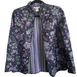 Quilted Floral Boho Open Front Lightweight Cottagcore Jacket Rebecca Malone PS